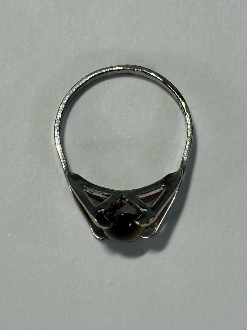 Vintage Modernist Sterling Silver Tiger's Eye Ring Size 6 Geometric Minimalist